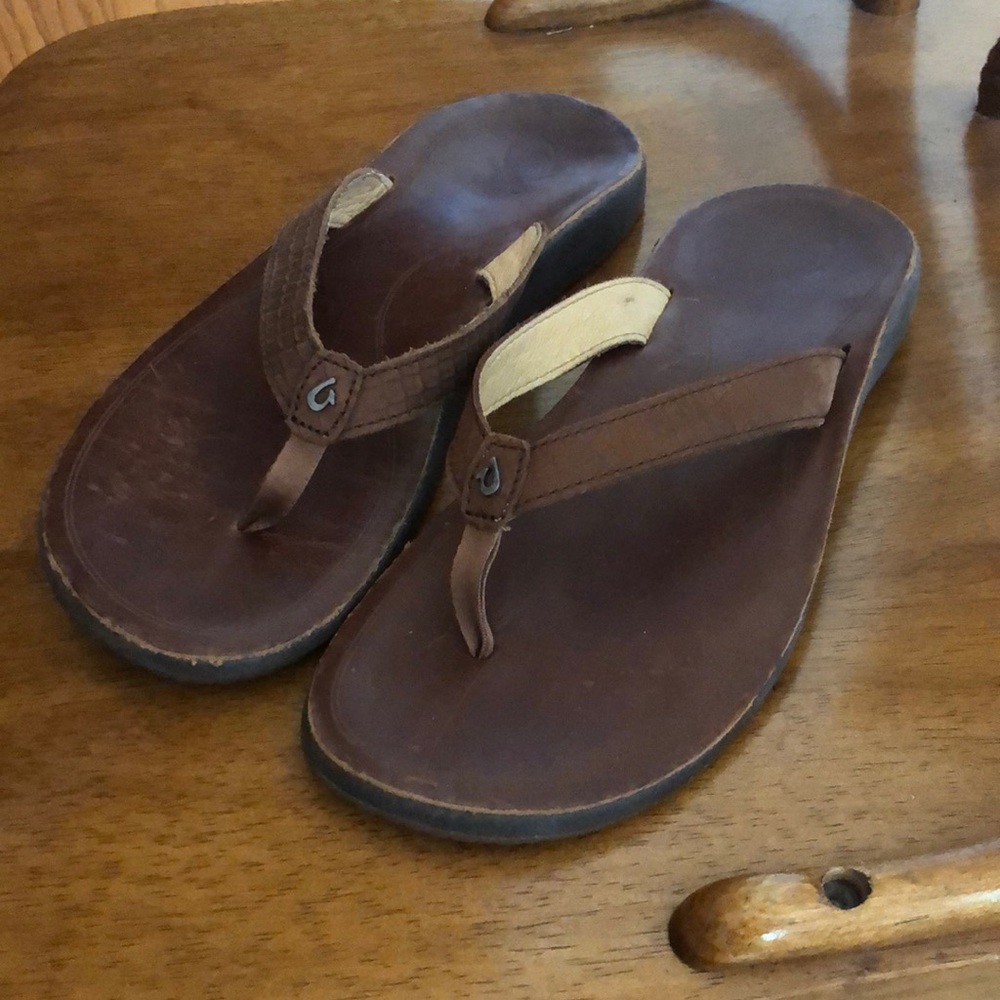 OluKai Brown Leather Sandals